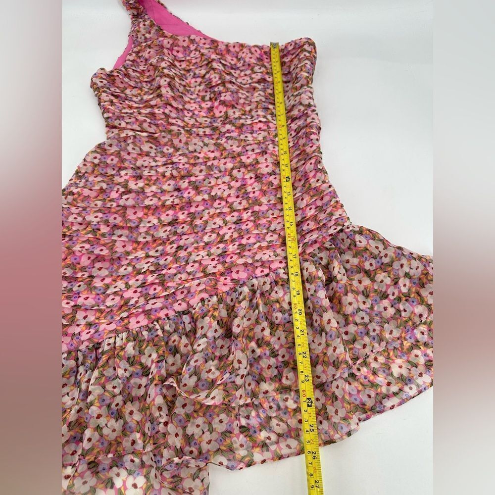 ASTR Darline One Shoulder Mini Dress in Pink Floral Size Medium - Picture 11 of 13